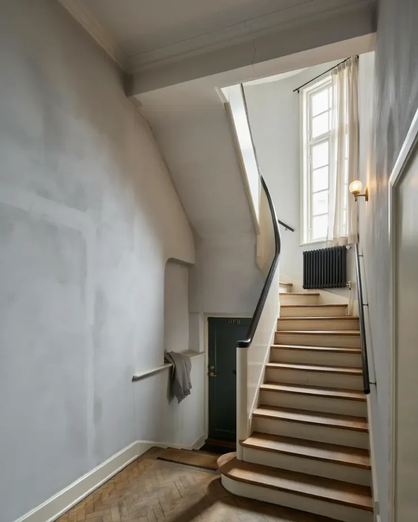 trapphusrenovering med m lning och belysning i r da bergen vasastan